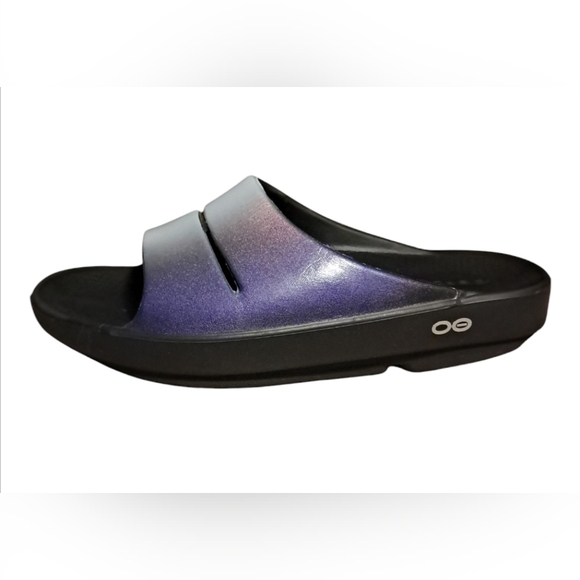 OOFOS Women's Slide Sandals - Black and Purple - Picture 5 of 14